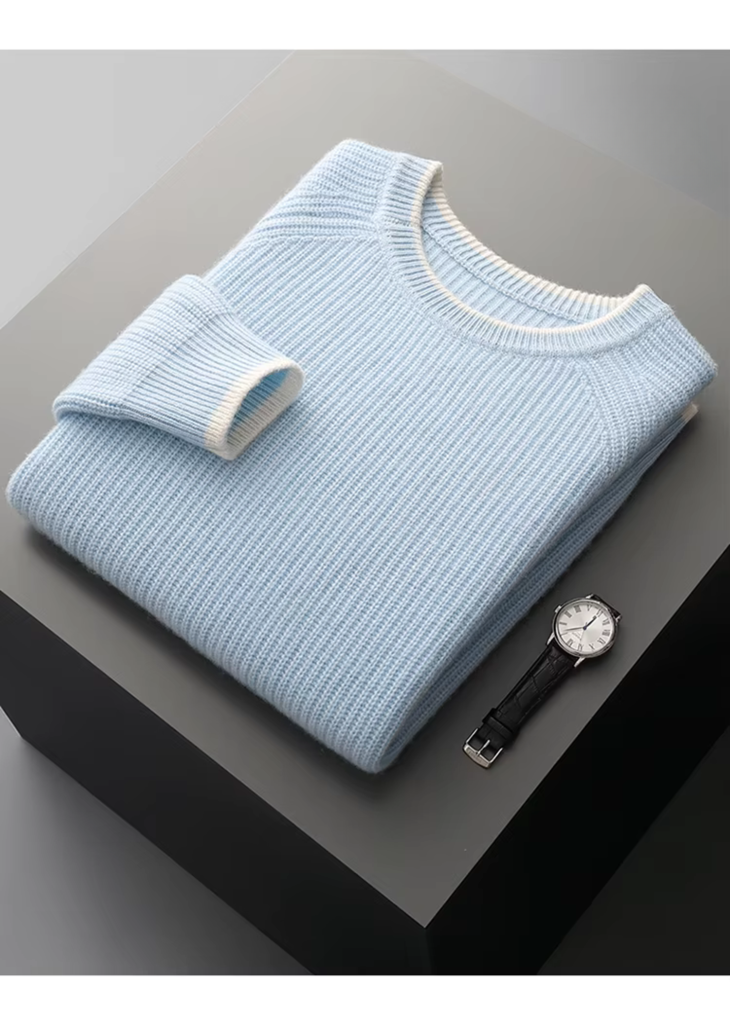 MERINO TWO TONE CREWNECK