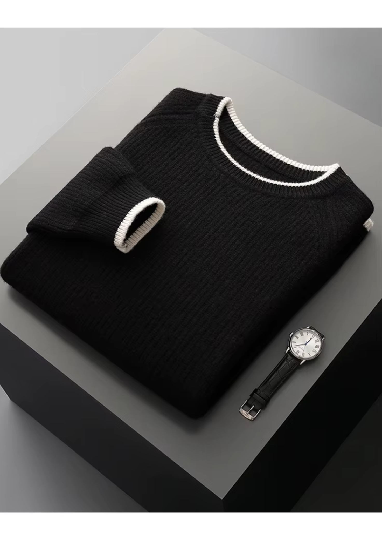 MERINO TWO TONE CREWNECK