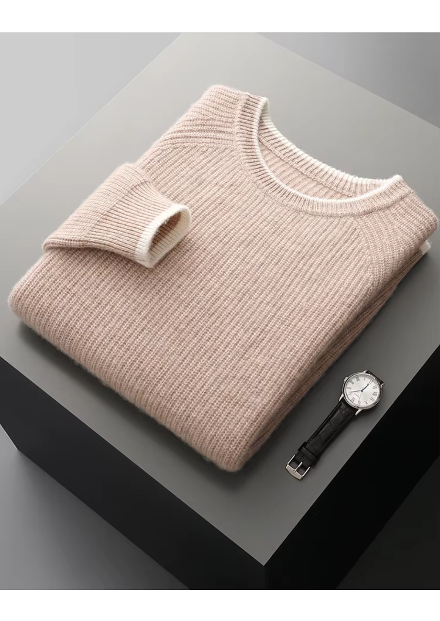 MERINO TWO TONE CREWNECK